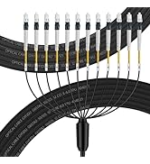 FLYPROFiber 12 Core Industrial TPU OS2 LC to LC Outdoor Armored Fiber Optic Cable, OS2 Fiber 12 S...