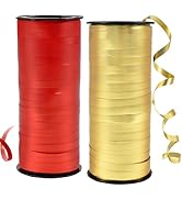 BEISHIDA Red and Gold Curling Ribbons Balloon String Ribbons - 2 Pack 100 Yards for Gift Warpppin...