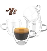 ONEDONE Espresso Cups 2.8 oz Double Walled Glass Espresso Cups Set of 4 Thermo Insulated Espresso...