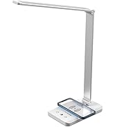 Ambertronix LED Desk Lamp with Wireless Charger, USB Charging Port, Dimmable Eye-Caring Reading D...