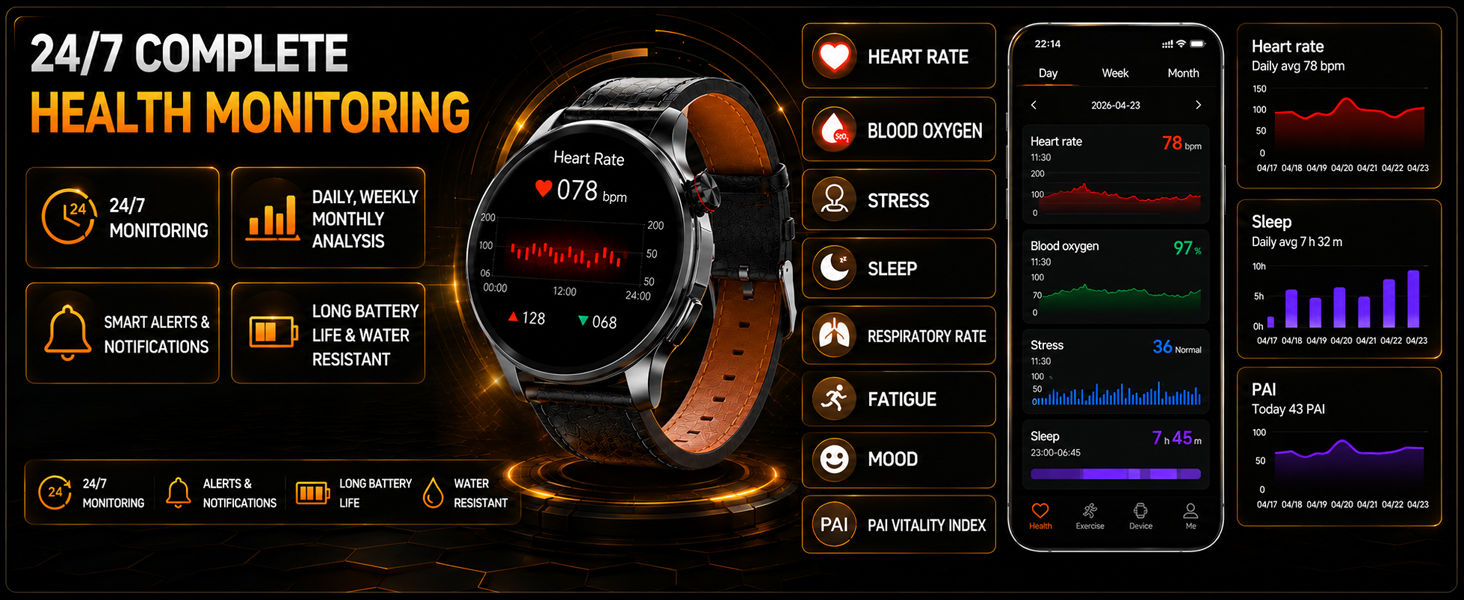 24/7 Health Monitoring Smart watch