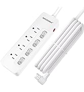 10ft Surge Protector Power Strip - 4 Oulets Wall Mountable Power Strip with Individual Switch, 14...