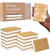 Tieralia Plant-Based Sponges - 12 Pack - 100% Non-Scratch, Odor-Free - Made from Woo...