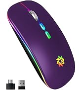 KBCASE LED Wireless Mouse Slim Silent Mouse 2.4G Rechargeable Wireless Computer Mouse Wireless Mo...