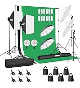 EMART 7 x 10ft Backdrop Support System with Sand Bag, Photography Lighting Kit with 45W CFL Bulb*...