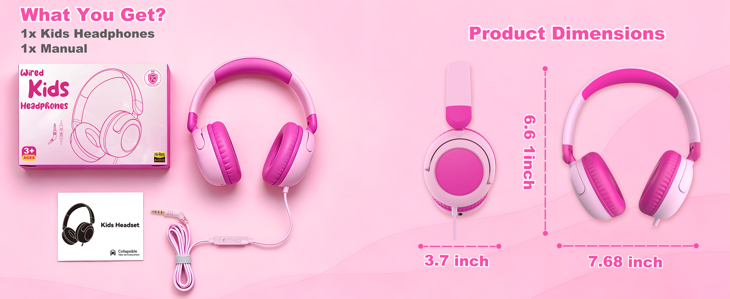 kid pink headphones