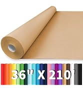 Vanhench 36"x 2520" (210') Brown Kraft Paper Roll for Bulletin Board Paper, Wrapping Paper, Craft...