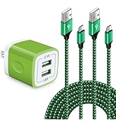 Wall Charger Plug Block Dual Port USB C Adapter with 2Pack 6Ft Fast Charging Type C Cable Cord fo...