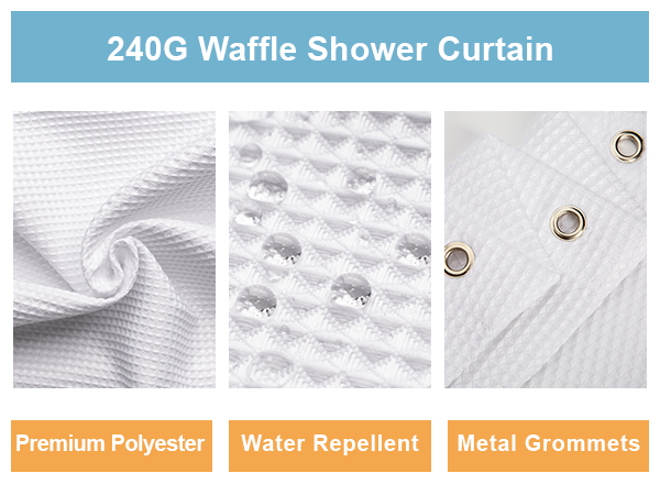 white waffle shower curtain