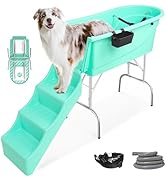 Dog Bath Tub, 45" Portable Foldable Dog Washing Station, Dog Grooming Tub with Removable Stairs,A...