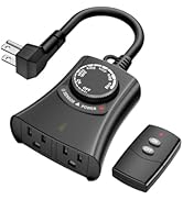 HBN Outdoor Light Timer with Remote Control, Waterproof Light Sensor Timer, 100 ft Wireless Range...