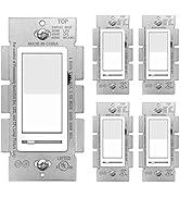 [5 Pack] BESTTEN Dimmer Wall Light Switch, Single Pole or 3-Way, Compatible with Dimmable LED, CF...