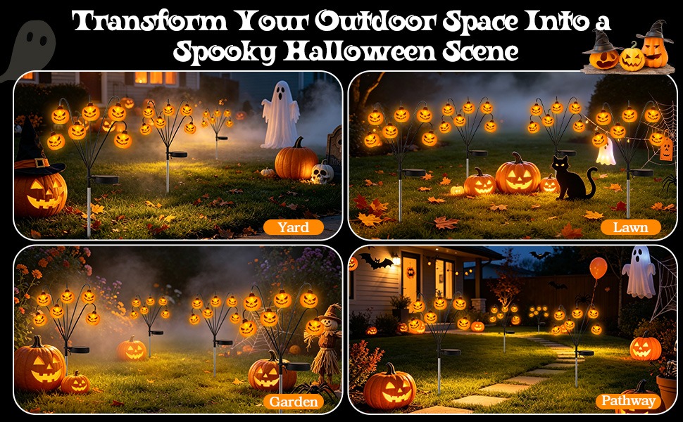 solar halloween lights pumpkin decorations firefly solar lights outdoor