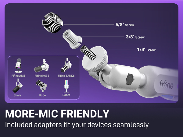 low profile microphone boom arm fits for 1/4'', 3/8'' &amp; 5/8'' mic