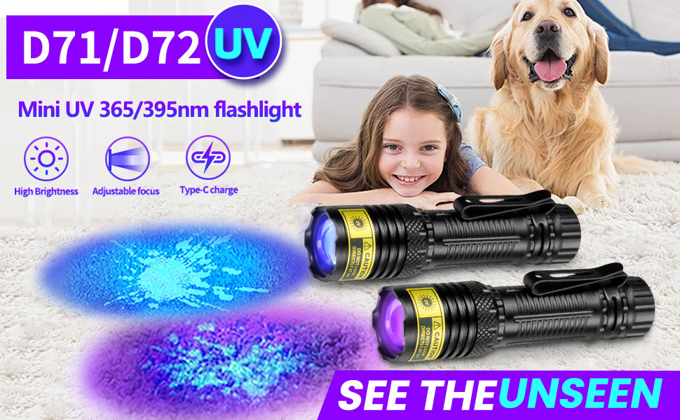 UV Flashlight 365nm and 395nm