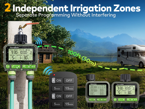 Sprinkler Timer with 8 Individual Programs, Brass Inlet Water Timer for Garden Hose