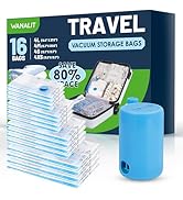 Vacuum Storage Bags for Travel, 16 Pack (4L+4M+4S+4XS) Vacuum Seal Bags with Wireless Rechargeabl...