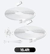 2PCS 16.4FT/5M Flat USB C Cable, Extra Long USB A to USBC Charging Power Extension Cord for Home ...