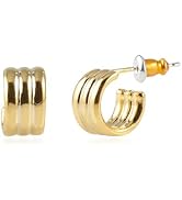 MUSTHAVE Chunky Gold Hoop | Earrings for Women | 18K Gold Plated | Hoop Earrings | Lightweight | ...