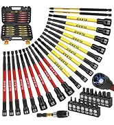 Magnetic Nut Driver Bit Set, 35-Piece Extra Long Nut Driver Set for Impact Drill, Metric &amp; SAE, P...