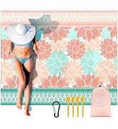 HIHOHO Beach Blanket Waterproof Sandproof Extra Large Beach Mat 79" X 83"/120"x108"for 1-8 Adults...