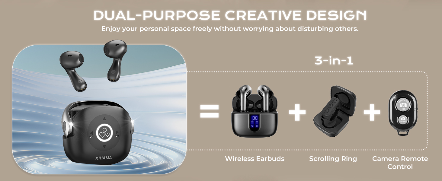 xihama B5 Tiktok Scrolling Remote Control with Wireless Earbuds