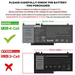Dell Latitude E5450 E5550 Notebook 15.6 inch battery