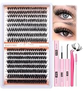 Eyelash Extensions Kit 320Pcs Volume Lash Extensions Kit 50D+60D Lash Clusters D Curl Individual ...
