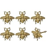 SOFFEE DESIGN Set of 6 Vintage Gold Zinc Cabinet Knobs, Decorative Metal Bee Shape Knobs Pull Han...