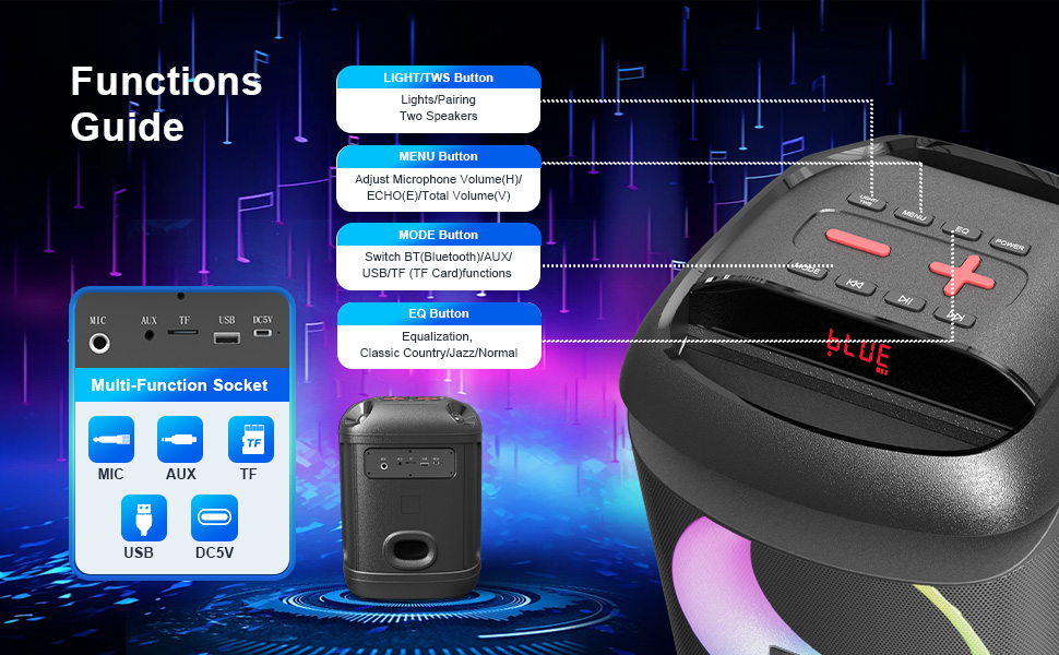 kareokee machine with bluetooth and wireless microphone for adults