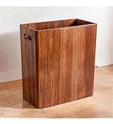 deepredcoast Wooden Trash Can, Decorative Wood Bathroom Wastebasket, 3 Gallon Small Garbage Can f...