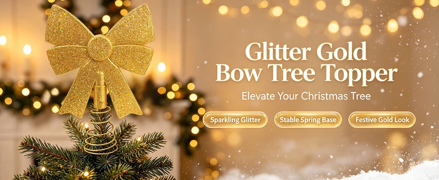 gold glitter christmas tree topper