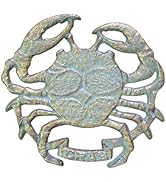 Verdigris Crab Cast Iron Trivet-Copper Green with Gold Touch Tropical Nautical Table Décor-Coasta...