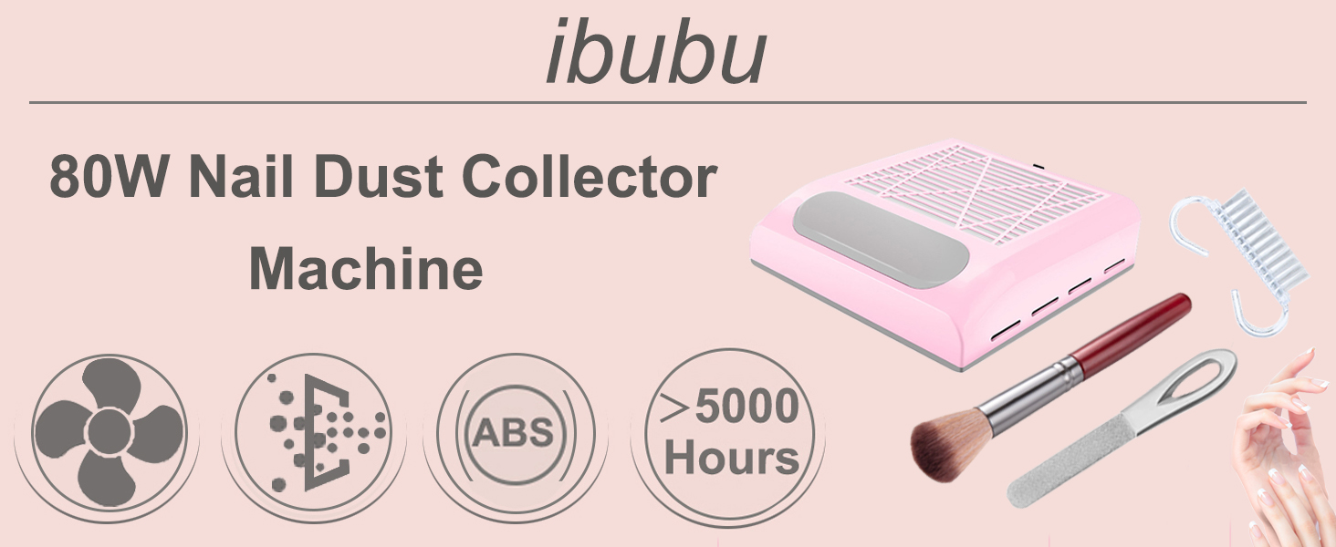 Professional Nail Dust Collector Machine 80W Pink