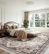Joydeco 5x7 Area Rugs for Living Room, Machine Washable Vintage Area Rugs, Low Pile Non Slip Carp...