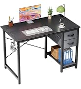 Sweetcrispy 40 Inches Computer Desk with Drawers, Home Office Writing Desk with X-Shaped Reinforc...