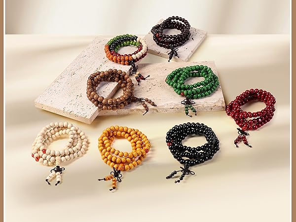 LOYALLOOK 8Pcs 108 Mala Bead Bracelets