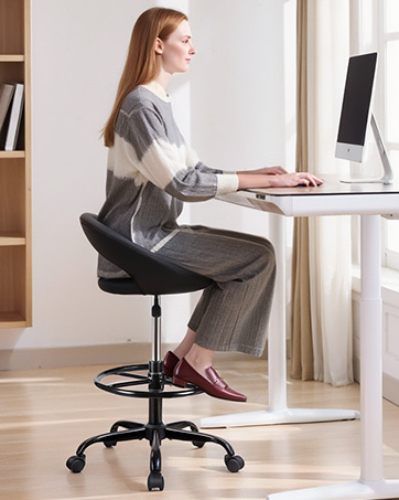 Shop Rolling Swivel Chair for Standing Desk Counter Kitchen Salon Home Vanity, Black
