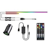 KENANEK 55.12’’ Acrylic Car Ambient Lighting Kit – 2 LED Light Strips, RGB Interior Lights with A...