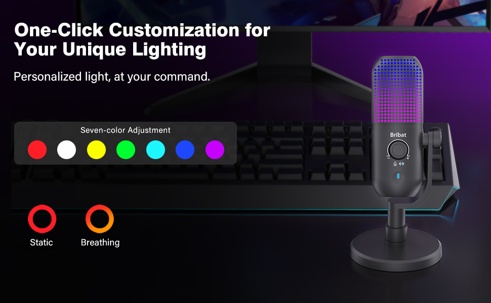 Desk mic lets you customize your unique lighting effects with a single button press.