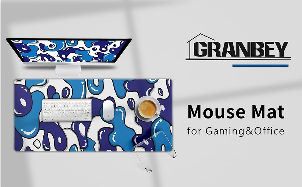 Navy Blue White Gaming Mouse Pad