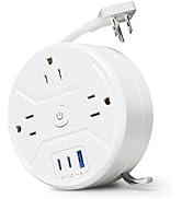 PD 20W C Travel Power Strip, SUPERDANNY 5ft Retractable Extension Cord Fast Charging Station, Por...