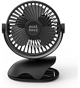 Minthouz Clip on Fan 360° Rotation Small Desk Fan, 7200mAh USB-C Rechargeable Portable Quiet Fan ...