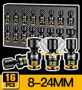 BOEN Pro 3/8" Inch Drive Impact Swivel Socket set, 16-Pieces Metric(8-24mm), 6-Point Shallow Univ...