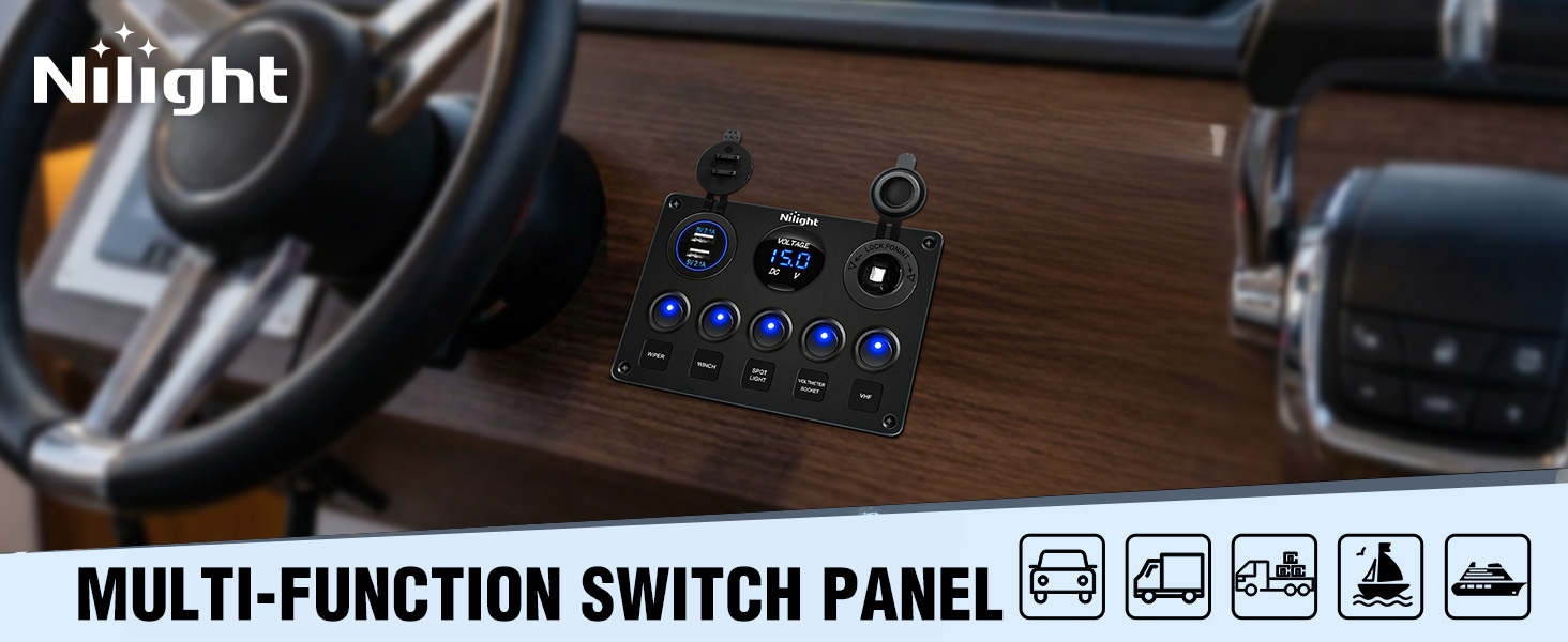 5 gang multi functional switch panel