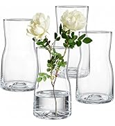 Elsjoy 4 Pack 7 Inch Clear Glass Vases for Centerpieces, Modern Tapered Flower Vase Set for Home ...
