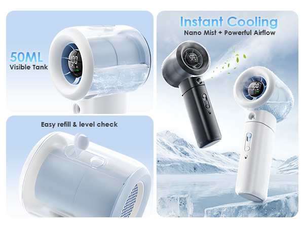 skin-loving mist, 50ml water tank provides up to 2-4 hours of continuous misting, simple refilling
