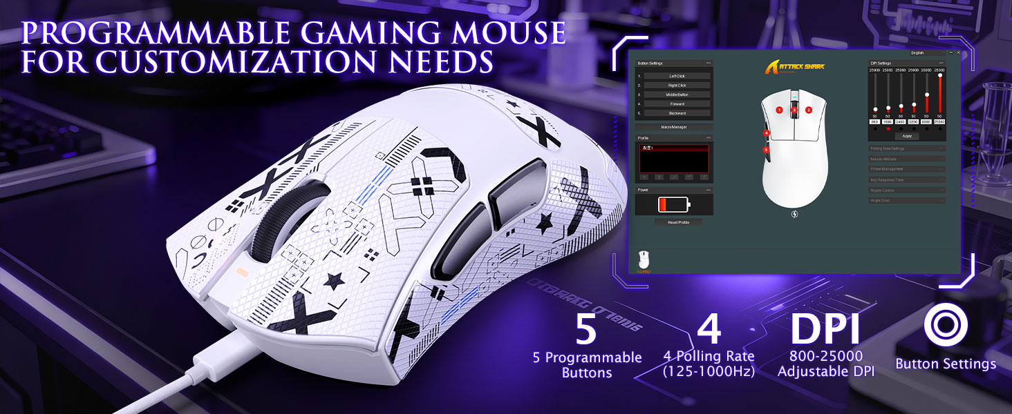 ATTACK SHARK V3 PRO Wireless Esports Gaming Mouse with Magnetic Charging Dock