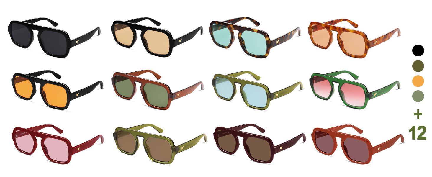 Retro Square Aviator Sunglasses