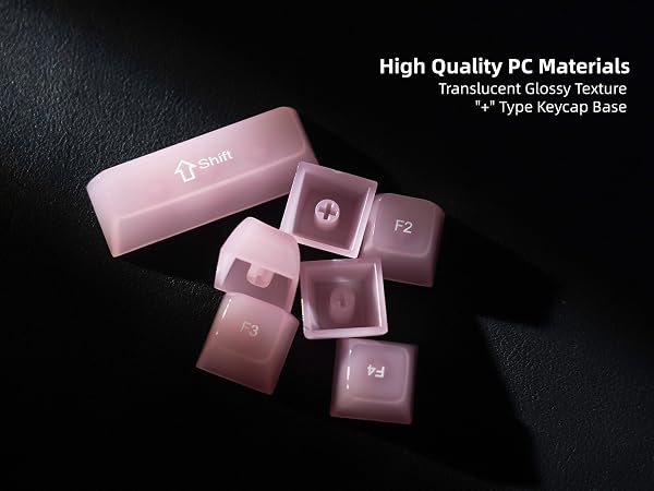 Keycaps Jelly Pink, Clear Cute Keycaps, Transparent Custom Cherry Profile Keyboard Key Cap